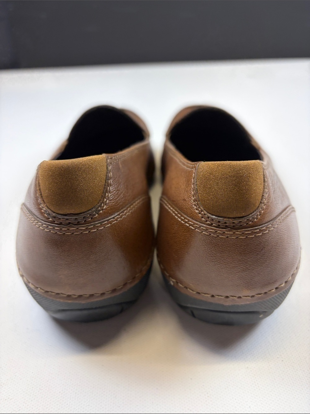 MERRELL SADDLE BROWN LEATHER SLIP ON LOAFERS ORTHOLITE WOMENS SIZE 9.5 - Picture 4 of 8